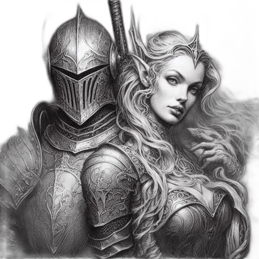 sword, dragon, mask, crown, fantasy art, pencil sketch, concept art, comic book art transparent PNG cut-out