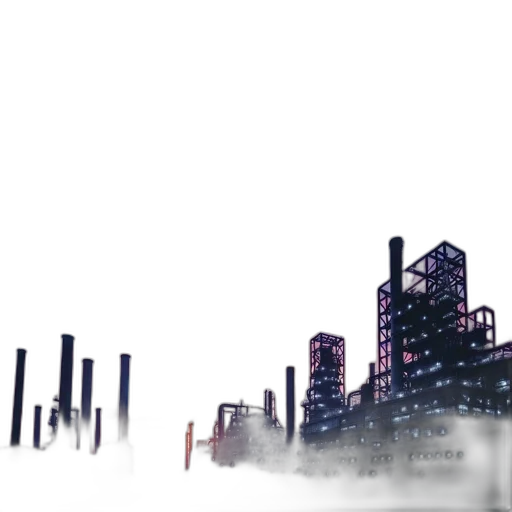 robot, building, concept art, cyberpunk, 3d render, anime, fog, city street transparent PNG cut-out