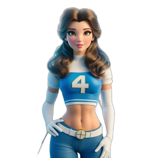 3d render, concept art, cartoon, comic book art, blue, animated, female, character transparent PNG cut-out