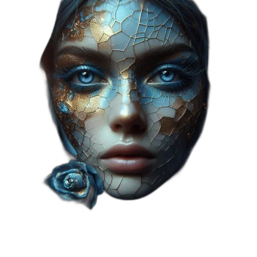 mask, face, jewelry, robot, fantasy art, photorealistic, concept art, 3d render transparent PNG cut-out