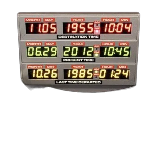 digital, clock, display, showing, various, dates, times, including transparent PNG cut-out