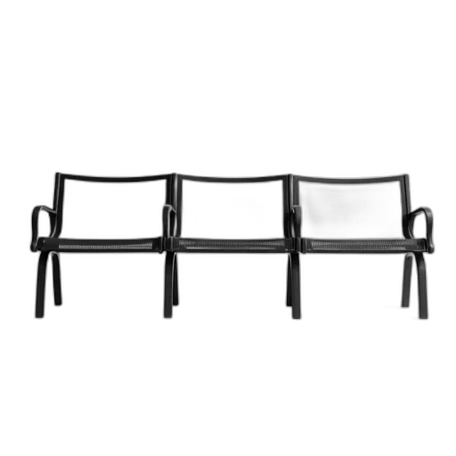 furniture, set, three, modern, metal, benches, black, mesh transparent PNG cut-out