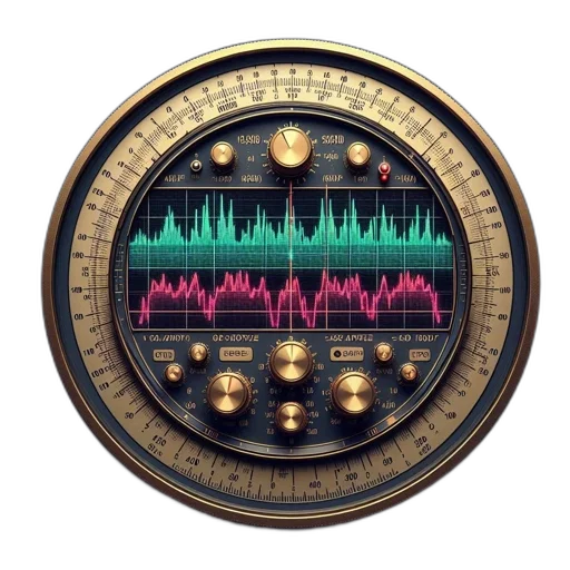 cyberpunk, vaporwave, pixel art, sophisticated, audio, device, displays, waveform transparent PNG cut-out