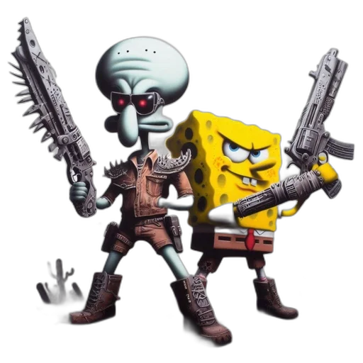weapon, robot, concept art, pixel art, 3d render, comic book art, post-apocalyptic, setting transparent PNG cut-out