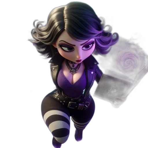 concept art, fantasy art, comic book art, 3d render, dark, anime-style, female, character transparent PNG cut-out