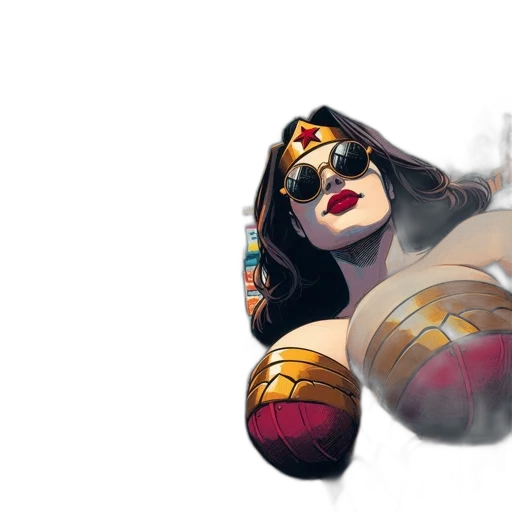 comic book art, concept art, fantasy art, pixel art, batman, wonder, woman, stand transparent PNG cut-out