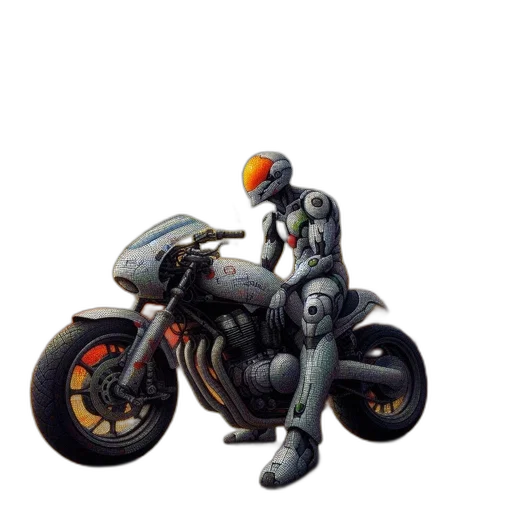 robot, weapon, concept art, pixel art, photorealistic, cyberpunk, outer space, metallic transparent PNG cut-out