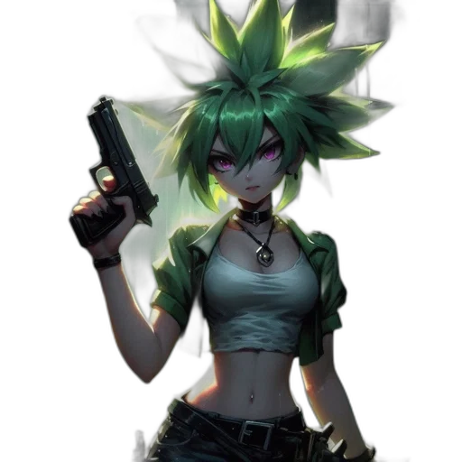 weapon, staff, concept art, cyberpunk, pixel art, comic book art, green, animated transparent PNG cut-out