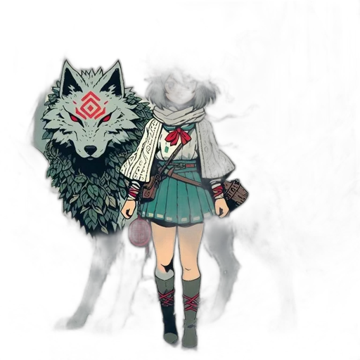 creature, animal, staff, mask, concept art, fantasy art, pixel art, anime transparent PNG cut-out