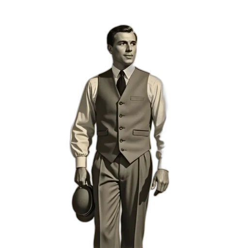 staff, jacket, umbrella, concept art, comic book art, cartoon, photorealistic, monochrome transparent PNG cut-out