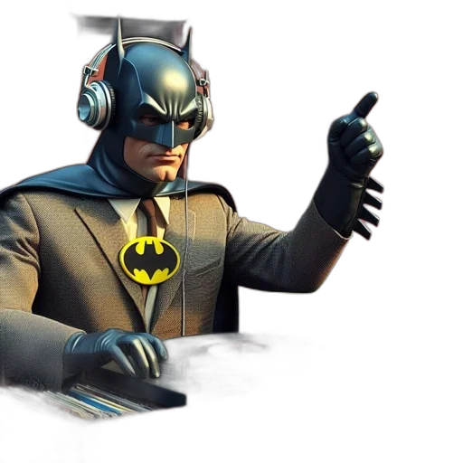 comic book art, concept art, 3d render, batman, dressed, casually, suit, tie transparent PNG cut-out