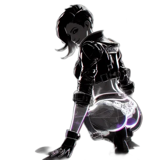 jacket, weapon, staff, sword, concept art, cyberpunk, comic book art, fantasy art transparent PNG cut-out