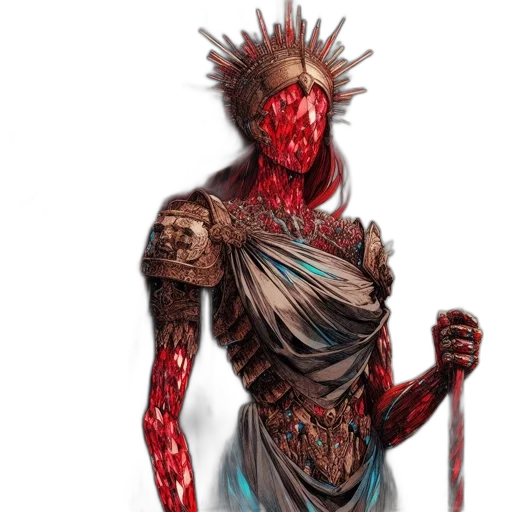concept art, fantasy art, comic book art, pixel art, red, ethereal, glowing, figure transparent PNG cut-out