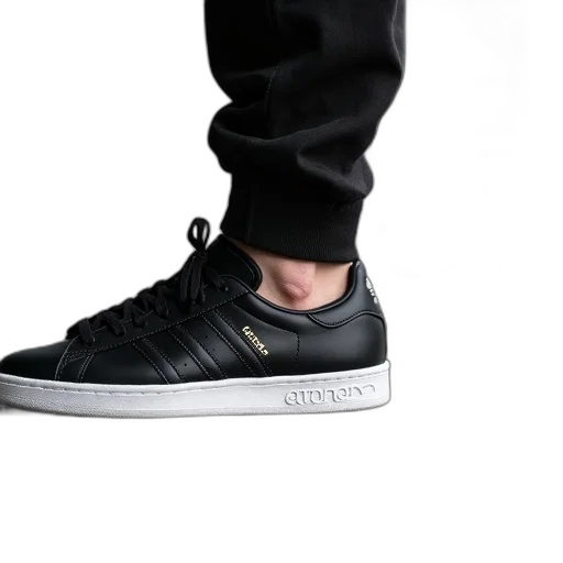 shoes, photorealistic, 3d render, dark, monochrome, adidas, stan, core transparent PNG cut-out