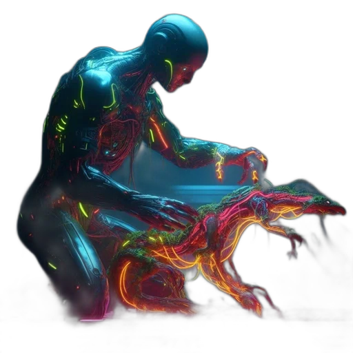 creature, dragon, animal, robot, concept art, cyberpunk, fantasy art, comic book art transparent PNG cut-out