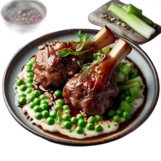 food, photorealistic, platter, presents, two, braised, meat, shanks transparent PNG cut-out