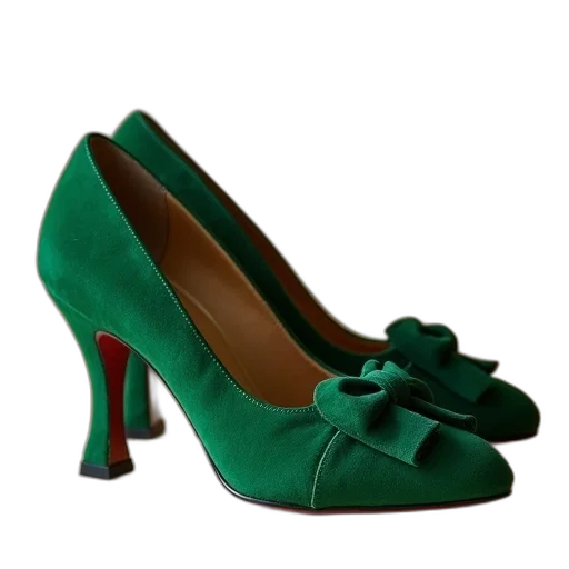 shoes, green, vintage, sued transparent PNG cut-out