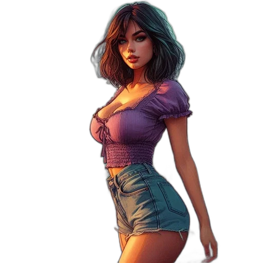 dress, comic book art, concept art, fantasy art, pixel art, neon lights, pastel, colorful transparent PNG cut-out