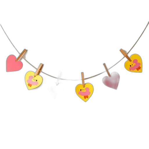 jewelry, 3d render, string, heart-shaped, paper, decorations, hangs, wall transparent PNG cut-out