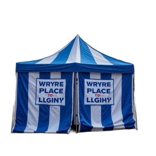 umbrella, blue, white, striped, tent, set, street, corner transparent PNG cut-out