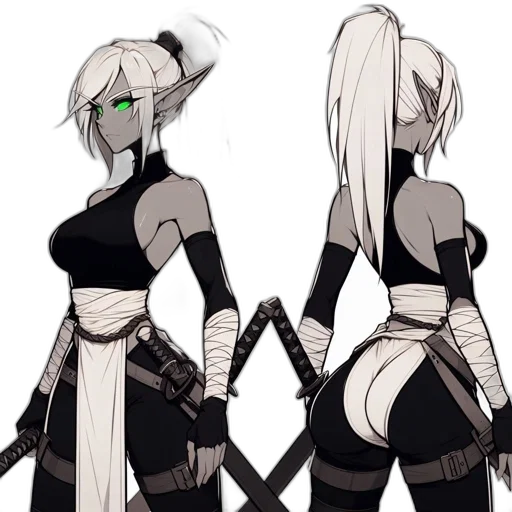 staff, weapon, sword, dress, concept art, cyberpunk, fantasy art, anime transparent PNG cut-out