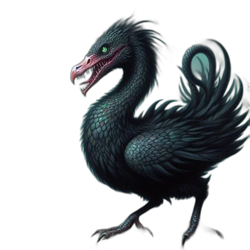 dragon, animal, creature, concept art, fantasy art, photorealistic, 3d render, dark transparent PNG cut-out