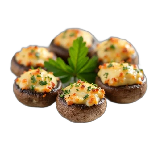 food, photorealistic, 3d render, plate, mini, mushroom, caps, filled transparent PNG cut-out