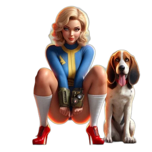 animal, concept art, comic book art, cartoon, pixel art, post-apocalyptic, setting, blonde transparent PNG cut-out