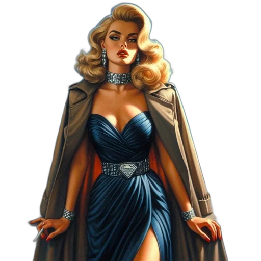 dress, jewelry, comic book art, concept art, fantasy art, cartoon, woman, blonde transparent PNG cut-out