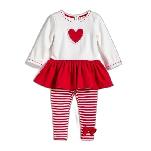 dress, red, toddler, outfit, consisting, white, top, ruffled transparent PNG cut-out