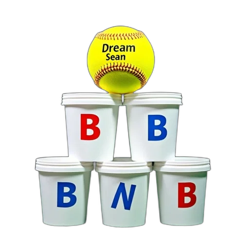 3d render, yellow, baseball, words, dream, seam, written, placed transparent PNG cut-out