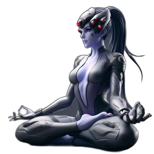 robot, concept art, comic book art, fantasy art, cyberpunk, monochromatic, background, futuristic transparent PNG cut-out