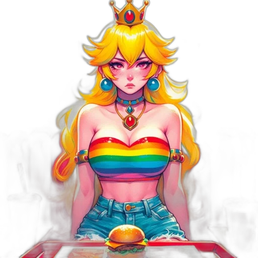 crown, dress, concept art, pixel art, fantasy art, vaporwave, colorful, neon transparent PNG cut-out