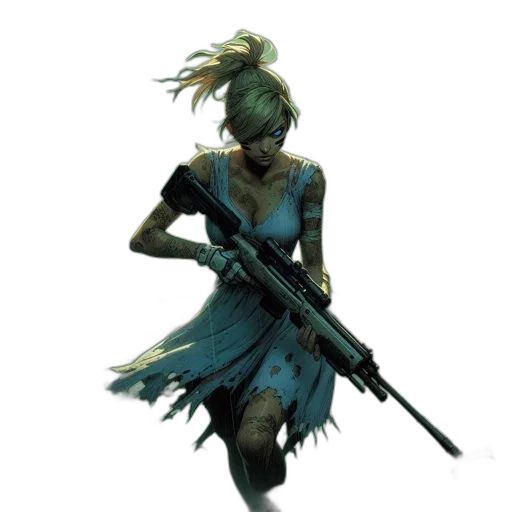 weapon, staff, dress, sword, concept art, fantasy art, cyberpunk, comic book art transparent PNG cut-out