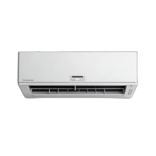 white, air, conditioner, digital, display, silver, grille, shown transparent PNG cut-out