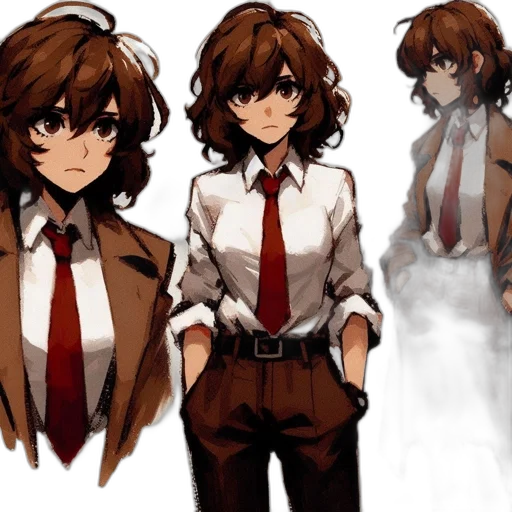 jacket, staff, concept art, anime, pixel art, comic book art, earth tones, dark transparent PNG cut-out