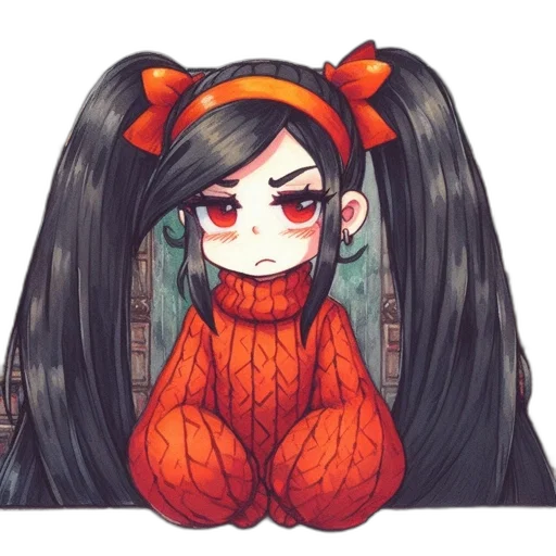 hair, creature, dress, face, pixel art, anime, watercolor, concept art transparent PNG cut-out