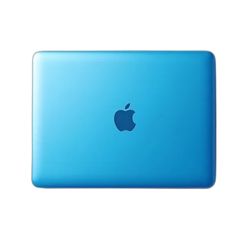 3d render, blue, colorful, pastel, neon, apple, macbook, case transparent PNG cut-out