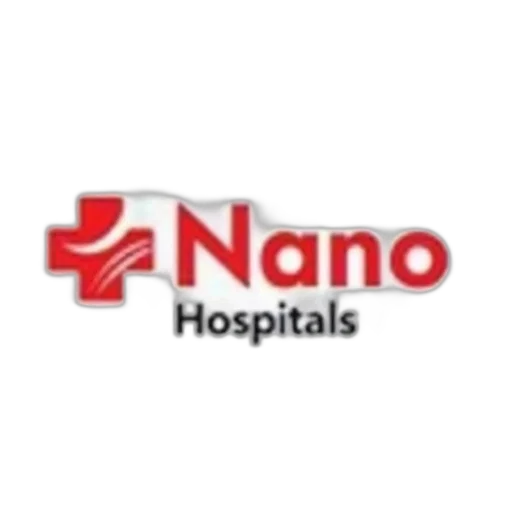 white, background, red, logo, nano, hospitals, modern, font transparent PNG cut-out