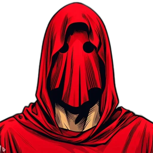 mask, face, jacket, creature, comic book art, concept art, pixel art, red transparent PNG cut-out