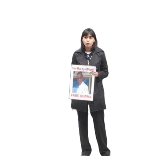 staff, face, woman, holds, sign, says, free, burma transparent PNG cut-out