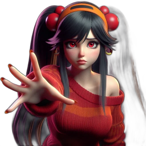 staff, face, concept art, 3d render, fantasy art, pixel art, red, dark transparent PNG cut-out