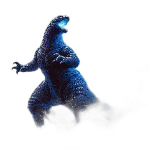 creature, dragon, animal, concept art, massive, spiky, blue, resembling transparent PNG cut-out