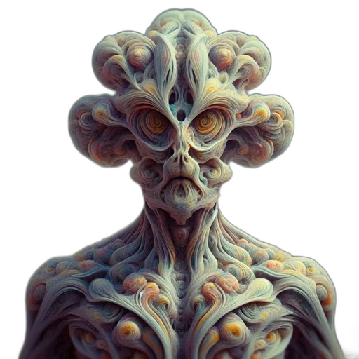 creature, face, mask, crown, concept art, fantasy art, 3d render, photorealistic transparent PNG cut-out