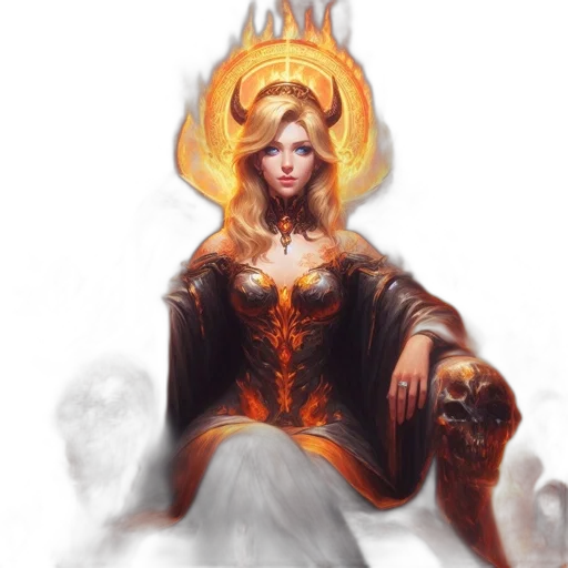 crown, dress, fantasy art, concept art, comic book art, pixel art, fire, golden transparent PNG cut-out