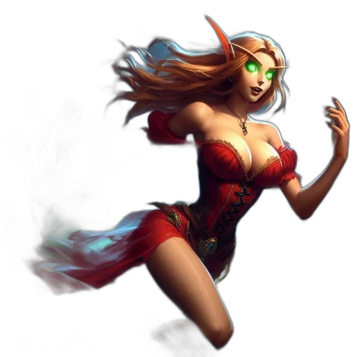 dress, fantasy art, concept art, comic book art, pixel art, red, dimly, lit transparent PNG cut-out
