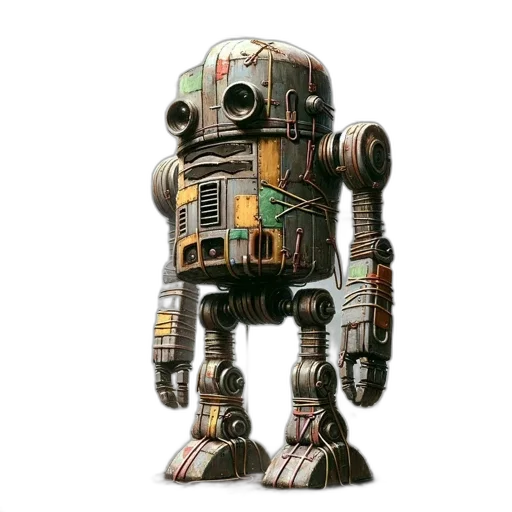 robot, staff, weapon, animal, concept art, 3d render, pixel art, cyberpunk transparent PNG cut-out