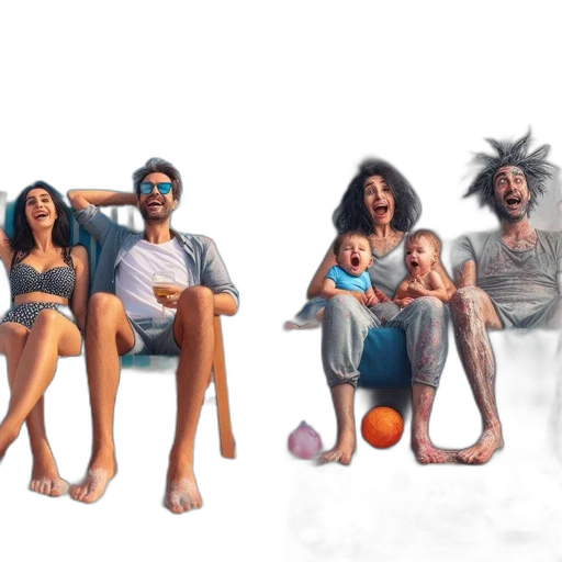 concept art, photorealistic, 3d render, comic book art, underwater, beach, fire, comparison transparent PNG cut-out