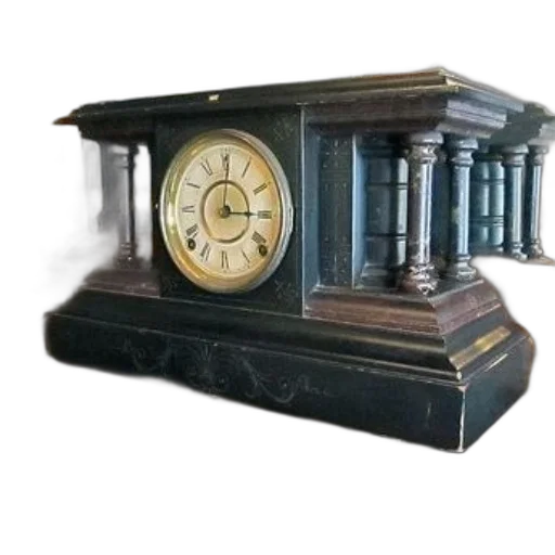 furniture, 3d render, photorealistic, antique, black, clock, gold, face transparent PNG cut-out