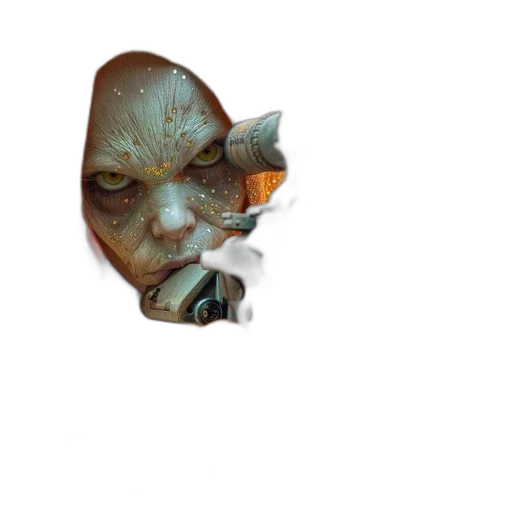 face, mask, creature, staff, concept art, photorealistic, 3d render, fantasy art transparent PNG cut-out